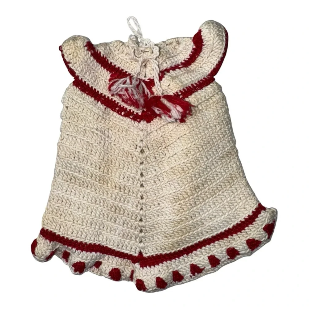 Vintage Crocheted Dress Shaped Pot Holders Hanging Loop 6 pcs
